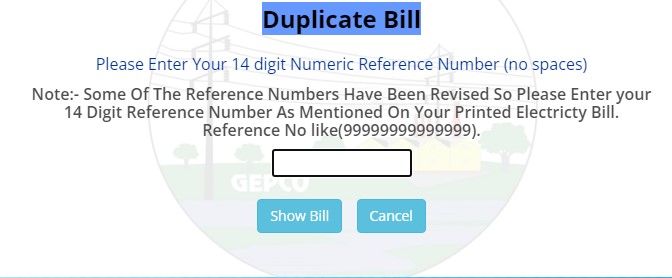 Gepco Duplicate Number Check Through GEPCO Online Bill Payment